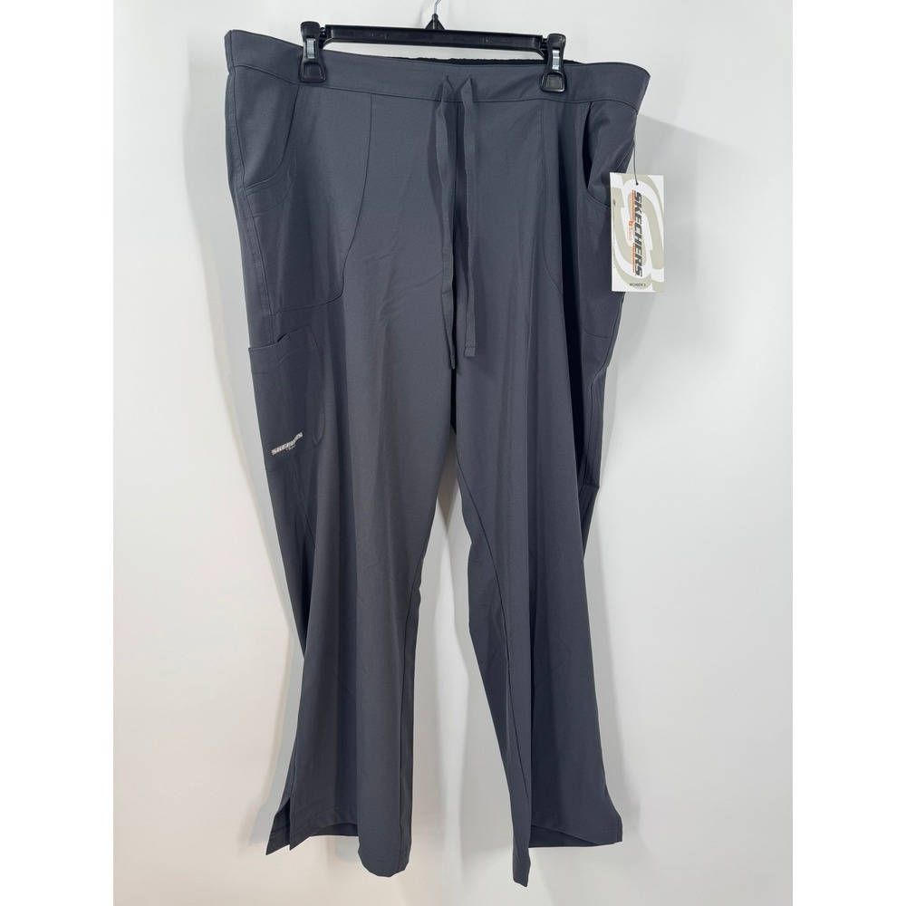 Skechers by Barco Wmn  Pewter Gray‎ 2XL/P Cargo Scrub Pants 4 Way Stretch 1 UNIT